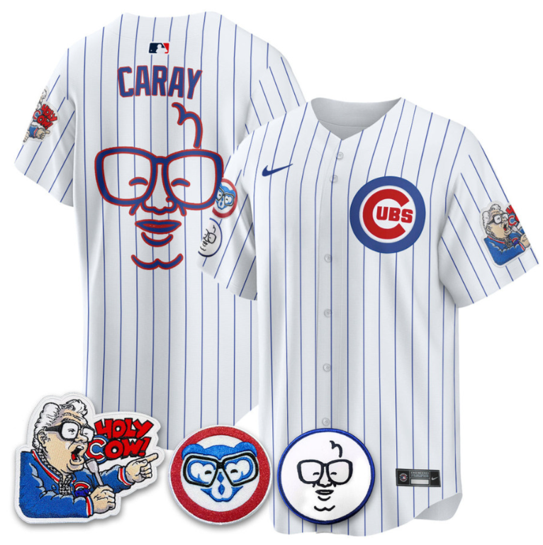 Harry Caray Jersey Chicago Cubs Harry Caray Holy Cow Patch Premier Limited Stitched White