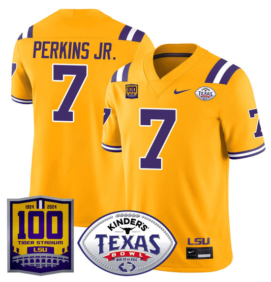 Garrett Nussmeier Jersey #13 LSU Tigers Texas Bowl Patch Football White