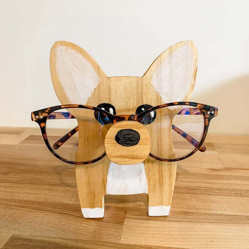 Handmade Corgi Glasses Stand Art Gift