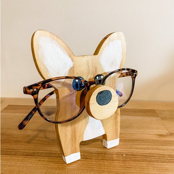 Handmade Corgi Glasses Stand Art Gift