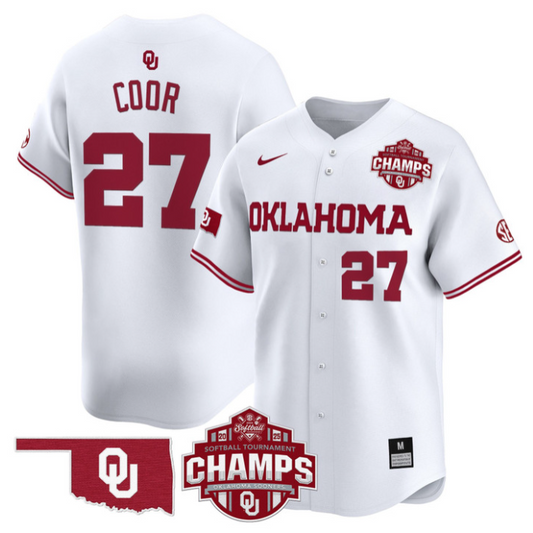 Hannah Coor Jersey #27 Oklahoma Sooners 2025 SEC Champions Patch Limited Stitched White