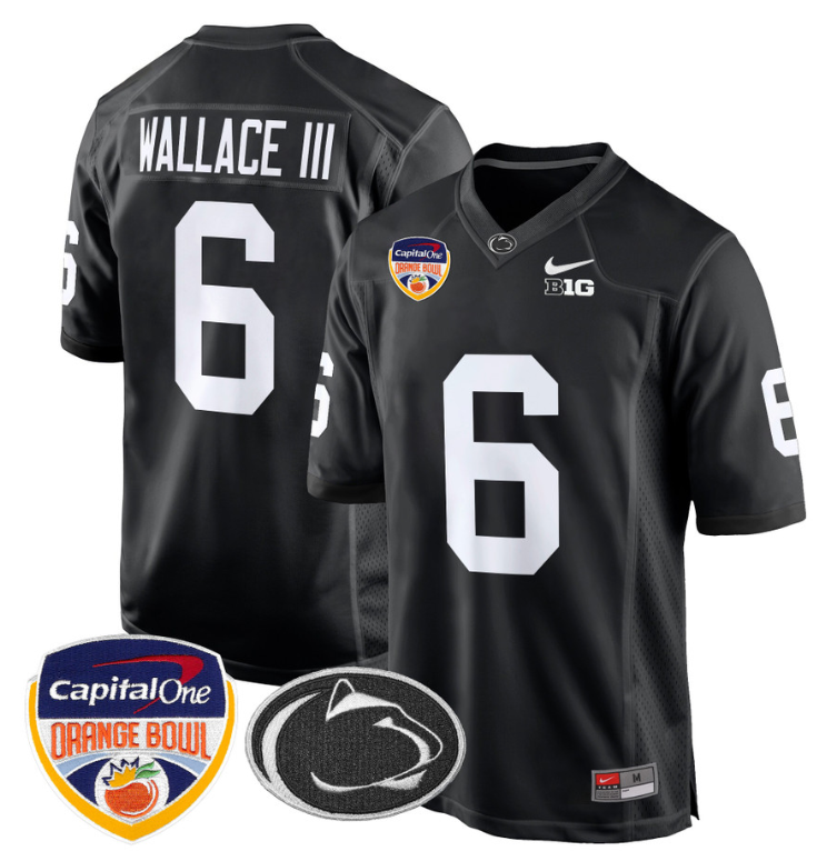 Harrison Wallace III Jersey #6 Custom Penn State Orange Bowl Patch Black