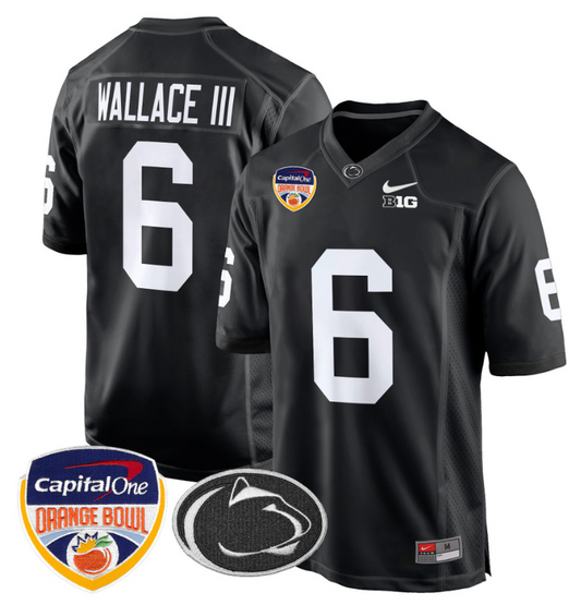 Harrison Wallace III Jersey #6 Custom Penn State Orange Bowl Patch Black