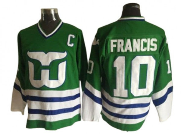 Hartford Whalers #10 Ron Francis 1984 Vintage CCM Jersey - Green
