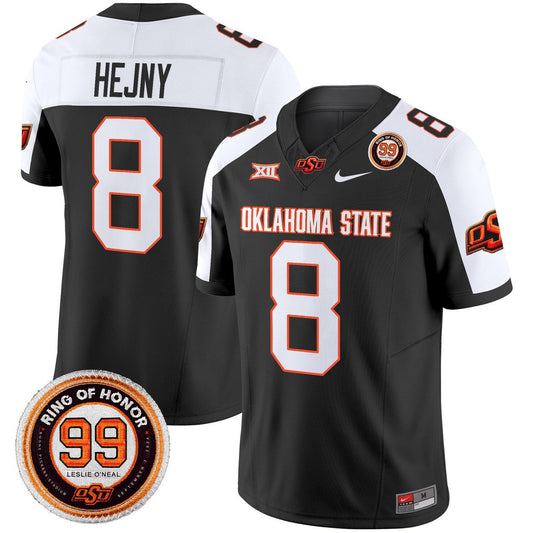 Hauss Hejny Jersey #8 Oklahoma State Cowboys 2025 Leslie O'neal Patch Black Alter