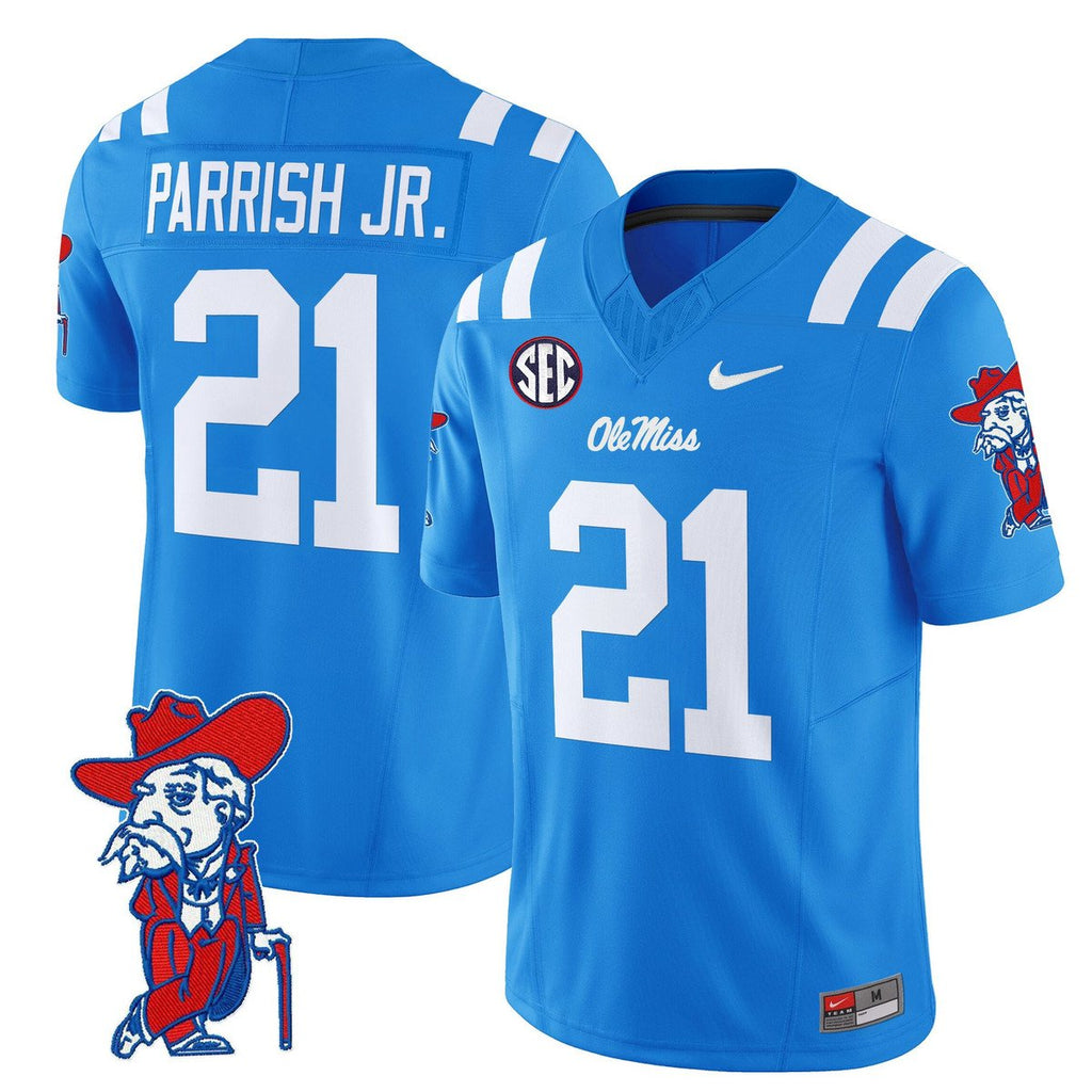 Henry Parrish Jr Jersey #21 Ole Miss Rebels 2025 Limited V2 Powder Blue