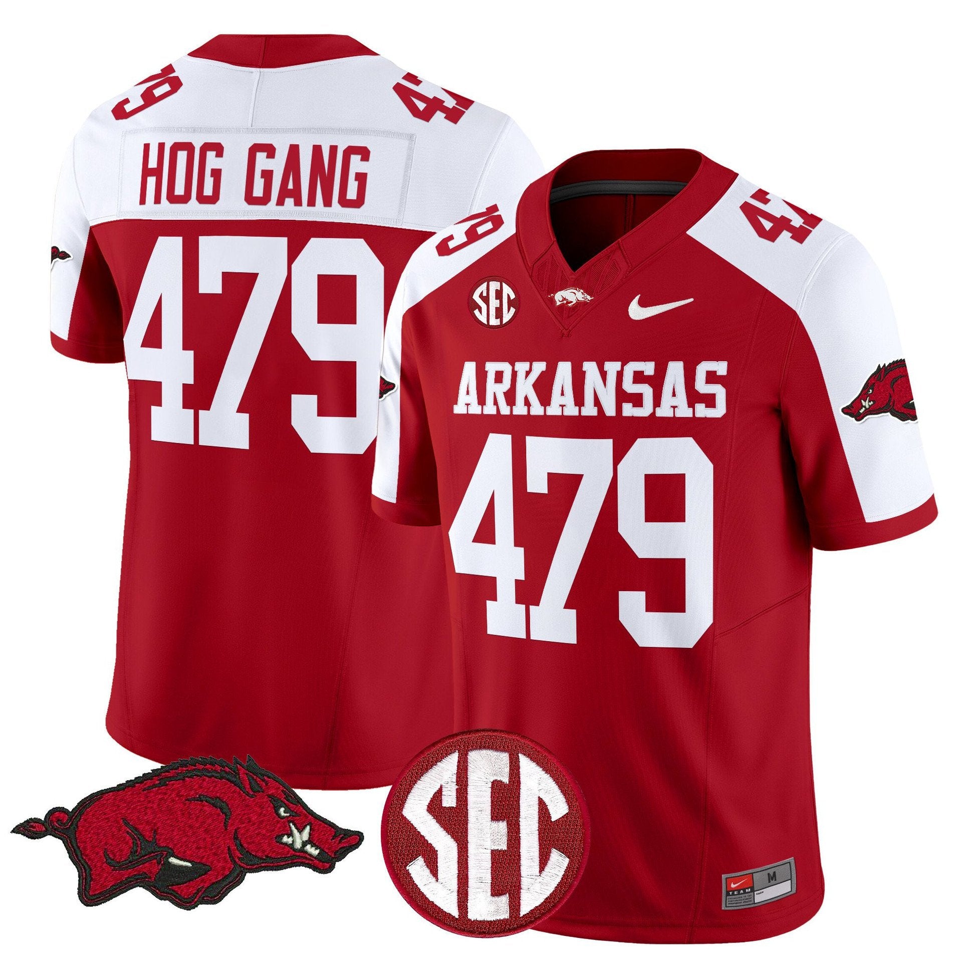 Hog Gang Jersey #479 Arkansas Razorbacks Limited Stitched Cardinal Alter