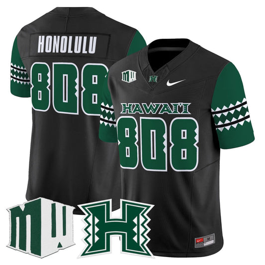 Honolulu Jersey #808 Hawai'i Rainbow Warriors 2025 Vapor Stitched Black