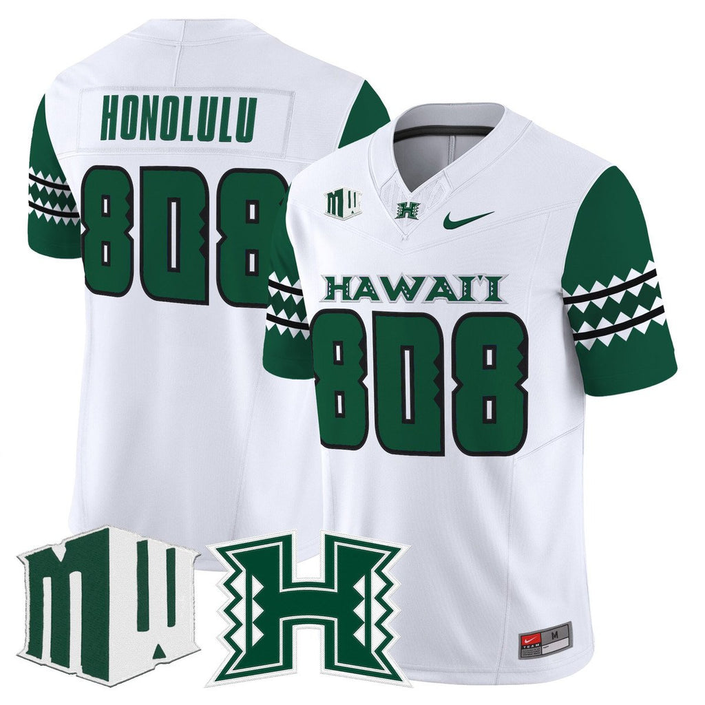 Honolulu Jersey #808 Hawai'i Rainbow Warriors 2025 Vapor Stitched White