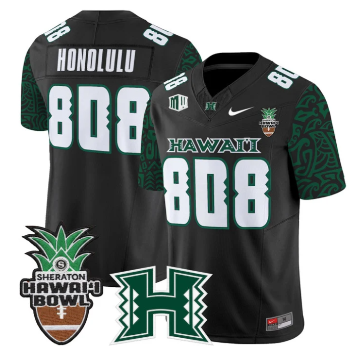 Honolulu Jersey #808 Hawai'i Rainbow 2025 Hawai'i Bowl Stitched Black Limited