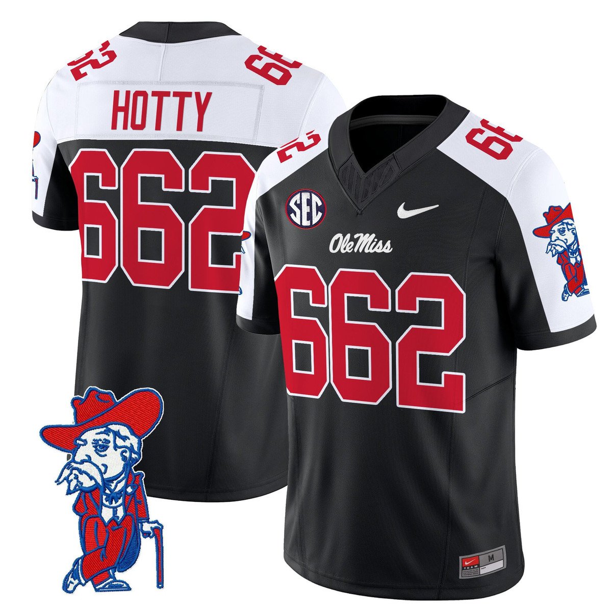 Hotty Jersey #662 Ole Miss Rebels 2025 Limited V2 Stitched Black Alternate