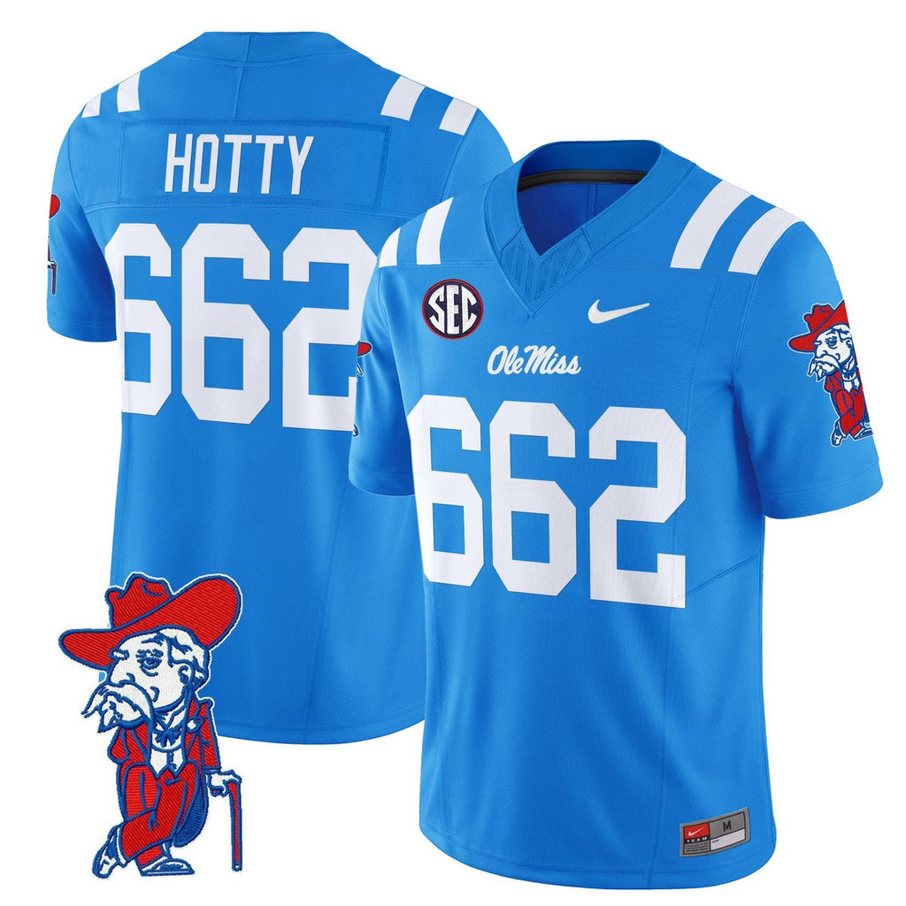 Hotty Jersey #662 Ole Miss Rebels 2025 Limited V2 Stitched Powder Blue