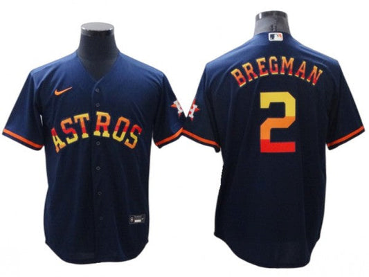 Houston Astros #2 Alex Bregman Navy Rainbow Cool Base Jersey