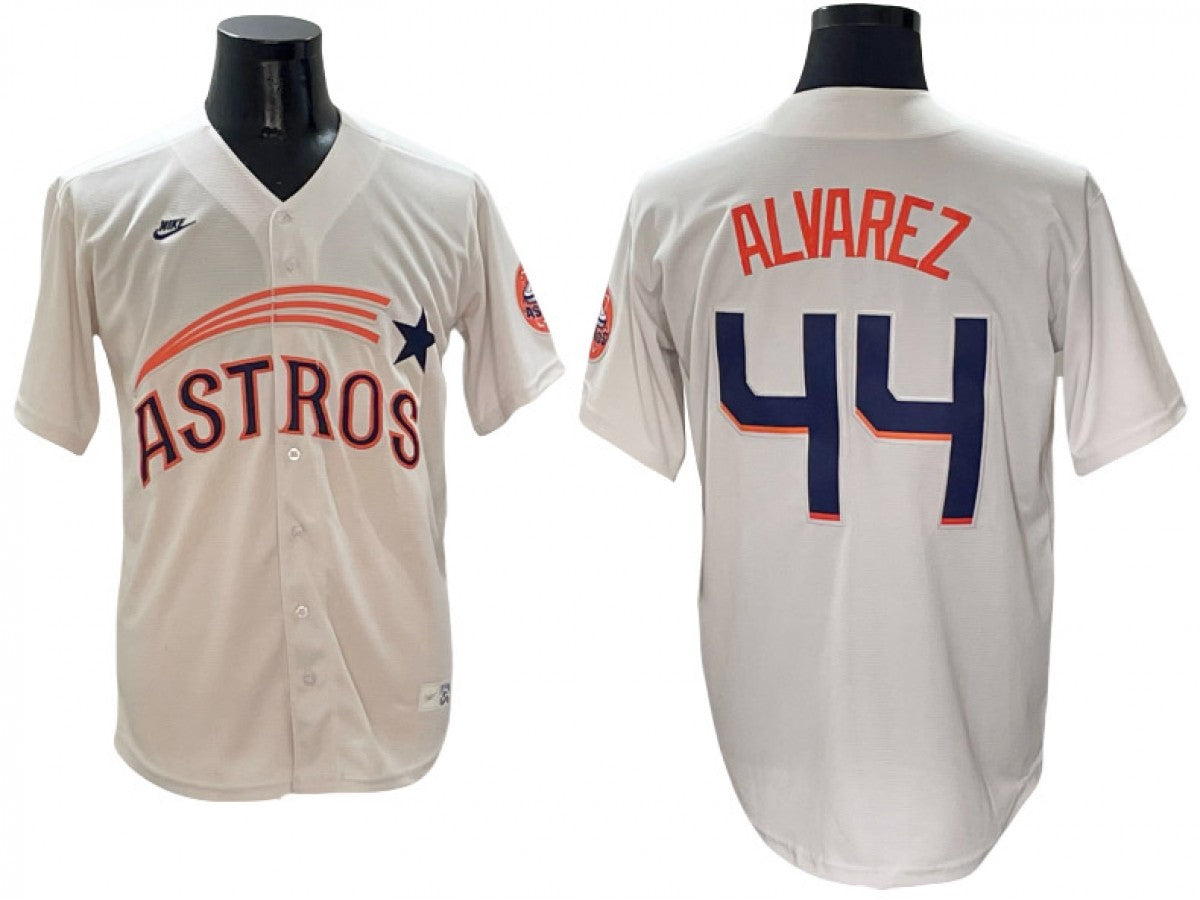 Houston Astros #44 Yordan Álvarez Cream Throwback Cooperstown Collection Limited Jersey