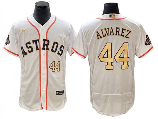 Houston Astros #44 Yordan Álvarez White 2023 Gold Collection Jersey