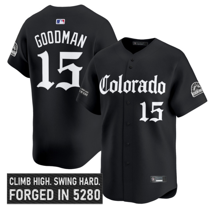 Hunter Goodman Jersey #15 Colorado Rockies Gothic Mile High Shadows Black