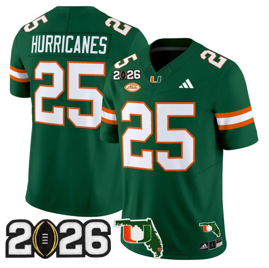 Hurricanes Jersey #25 Miami Hurricanes 2026 CFP Final Patch Stitched