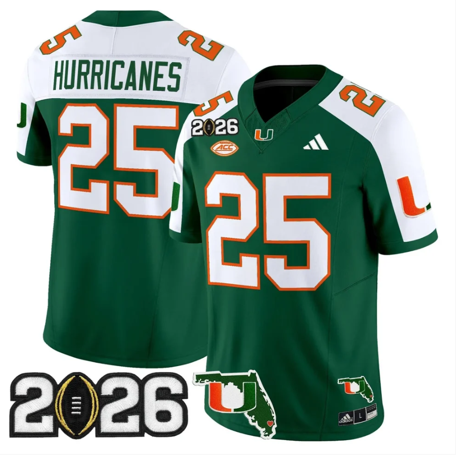 Hurricanes Jersey #25 Miami Hurricanes 2026 CFP Final Patch Stitched