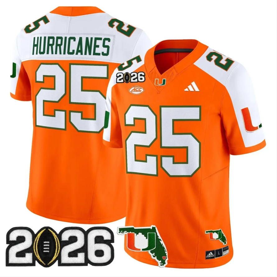 Hurricanes Jersey #25 Miami Hurricanes 2026 CFP Final Patch Stitched