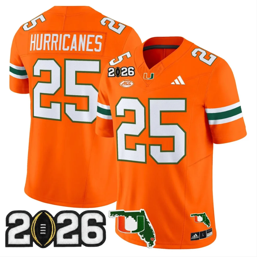 Hurricanes Jersey #25 Miami Hurricanes 2026 CFP Final Patch Stitched