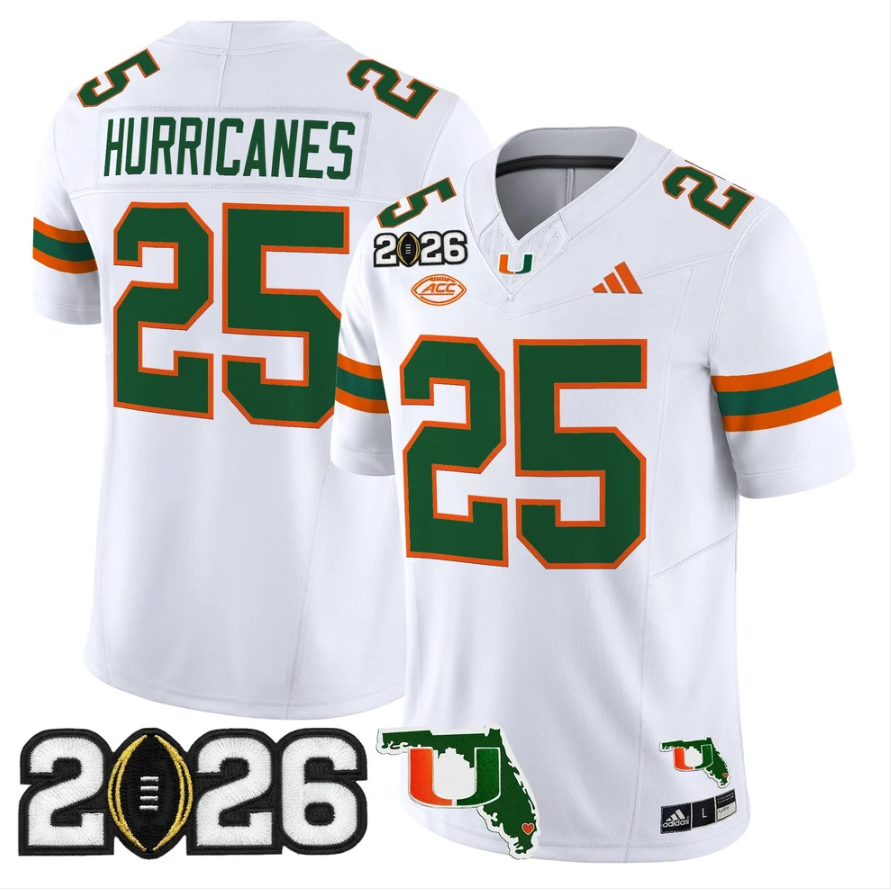 Hurricanes Jersey #25 Miami Hurricanes 2026 CFP Final Patch Stitched