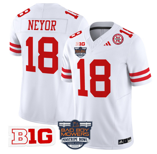 Isaiah Neyor Jersey #18 Nebraska Cornhuskers 2025 Pinstripe Bowl White