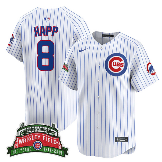 Ian Happ Jersey #8 Chicago Cubs Wrigley Field Style Vapor Premier Limited All Stitched Pinstripe