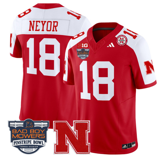 Isaiah Neyor Jersey #18 Nebraska Cornhuskers 2025 Pinstripe Bowl Scartlet Alternate
