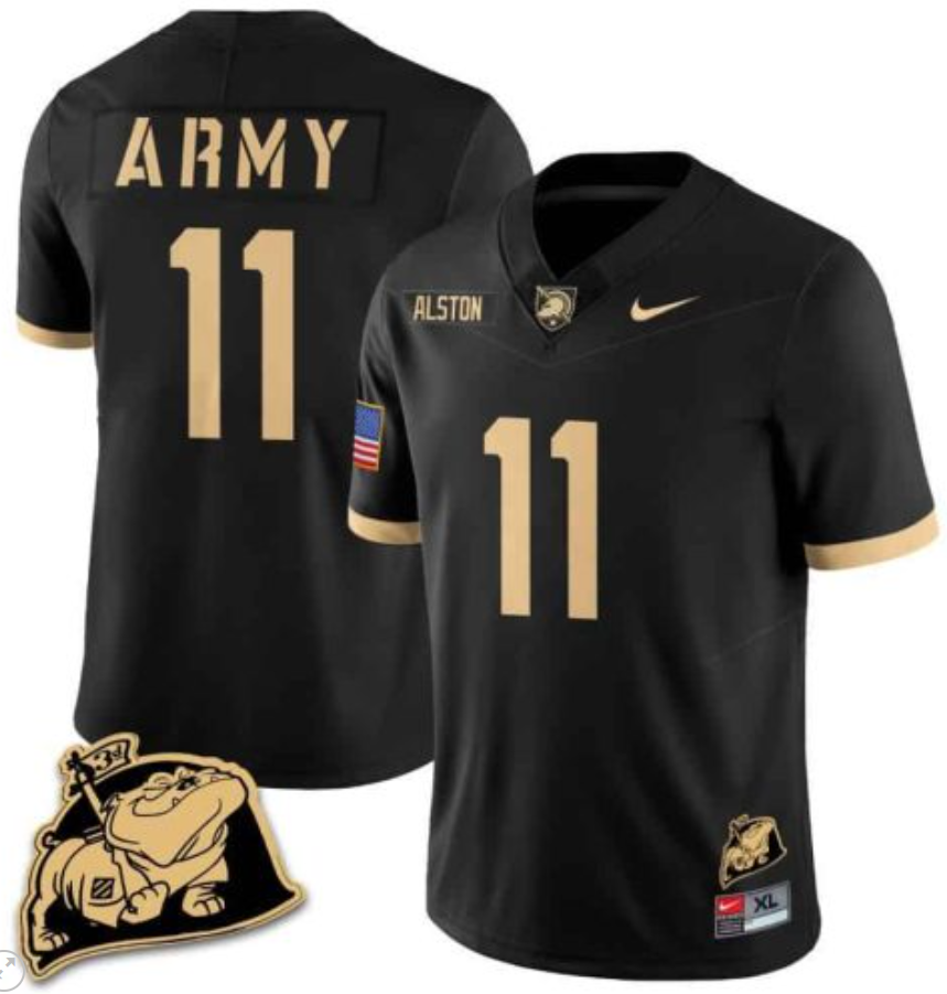 Isaiah Alston Jersey #11 Army Black Knights Jersey Rocky The Bulldog Patch Vapor Limited College Football Stitched Black