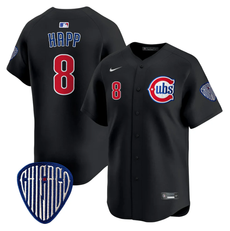 Ian Happ Jersey #8 Chicago Cubs Blue Alternate Vapor Premier Limited Stitched Black