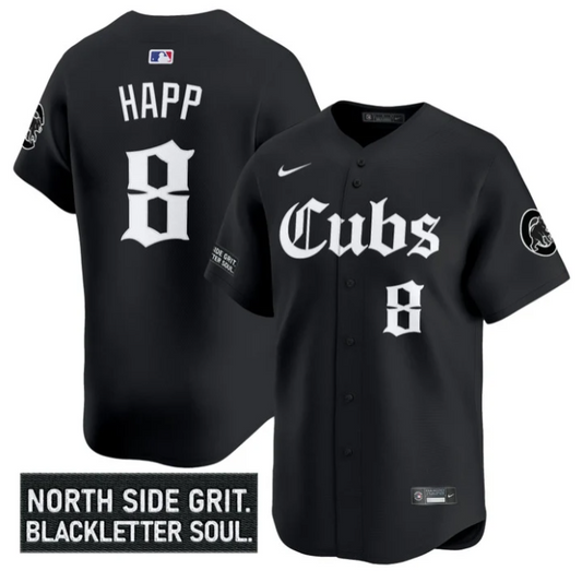 Ian Happ Jersey #8 Chicago Cubs Gothic North Side Edition Vapor Limited Stitched Black