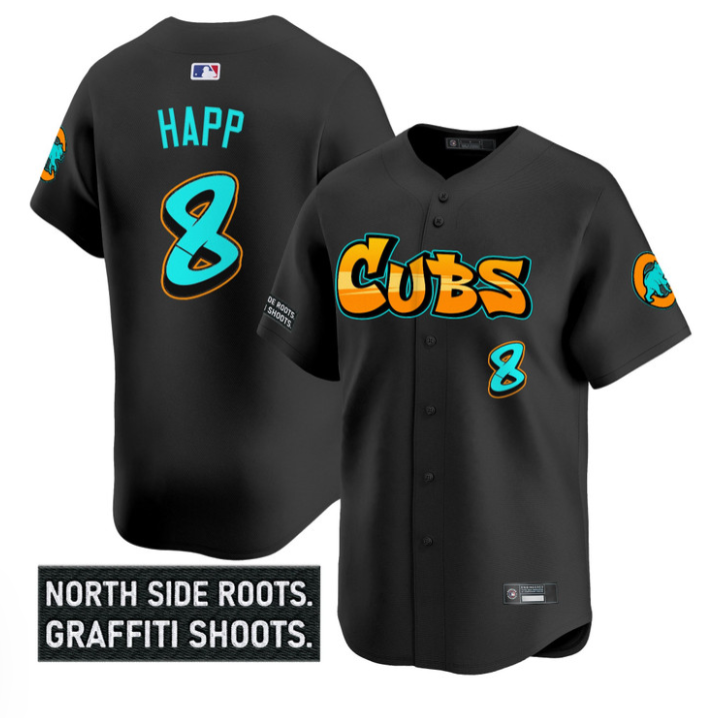 Ian Happ Jersey #8 Chicago Cubs Graffiti North Side Edition Stitched Black