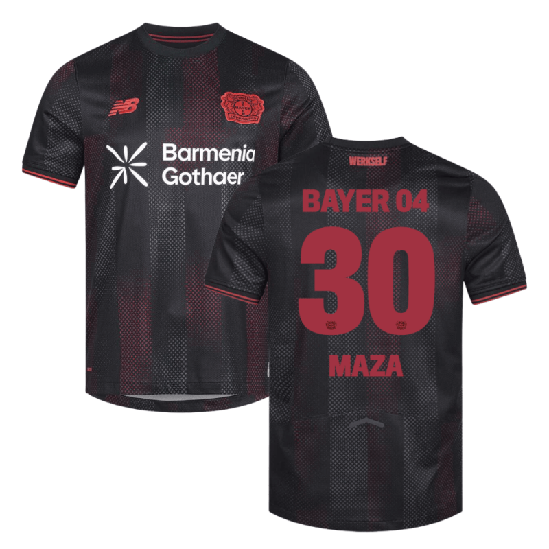 Ibrahim Maza 30 Leverkusen 2025-26 Home Match Jersey – Black