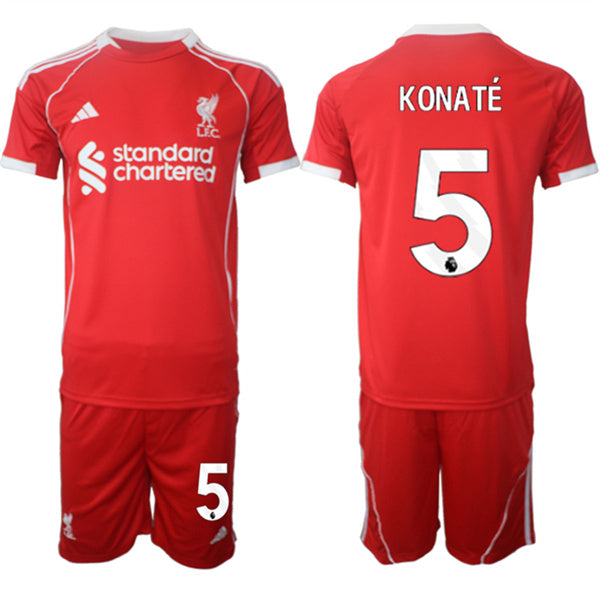 Ibrahima Konaté Jersey #5 Liverpool Red Home 2025-26 Soccer Suit