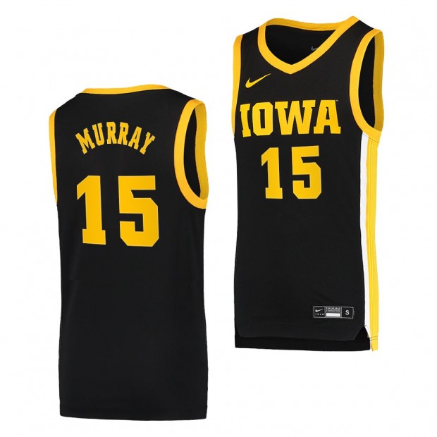 Iowa Hawkeyes Keegan Murray Jersey #15 Black Basketball Jerseys Dri-FIT Swingman