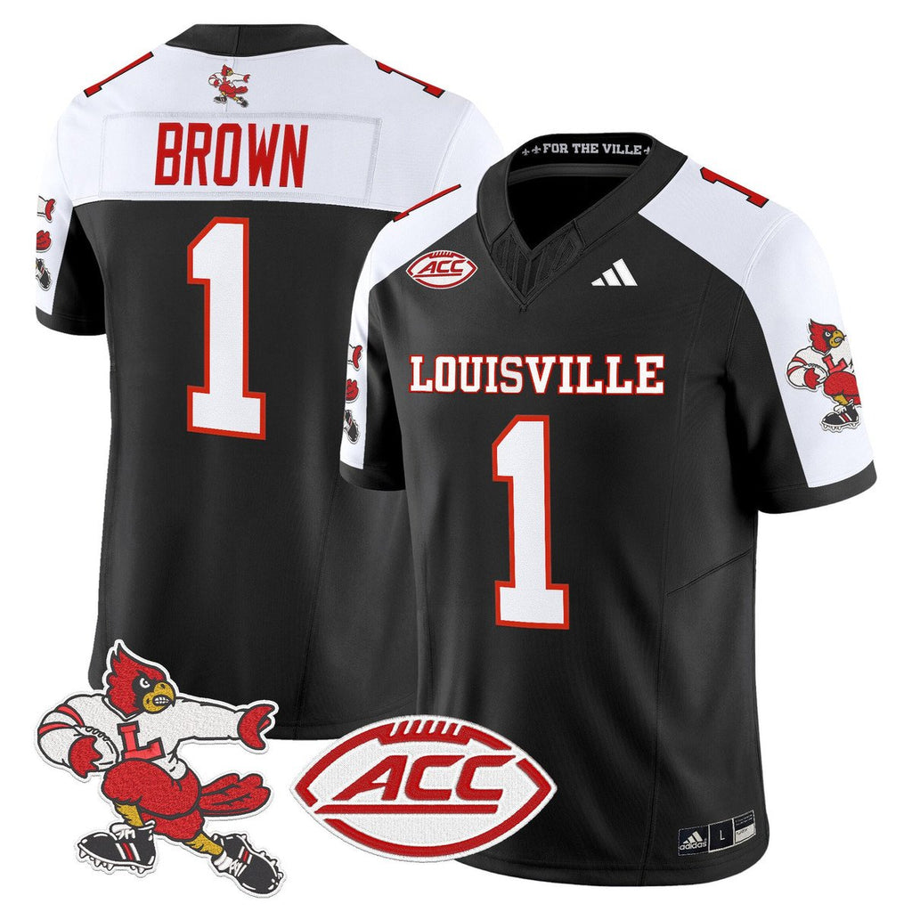 Isaac Brown Jersey #1 Louisville Cardinals 1980s Throwback Stitched Black Alter