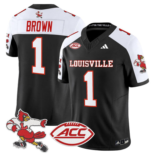 Isaac Brown Jersey #1 Louisville Cardinals 1980s Throwback Stitched Black Alter