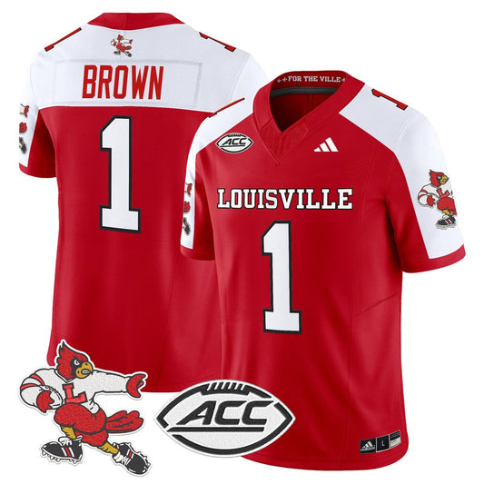 Isaac Brown Jersey #1 Louisville Cardinals 1980s Throwback Stitched Red Alter