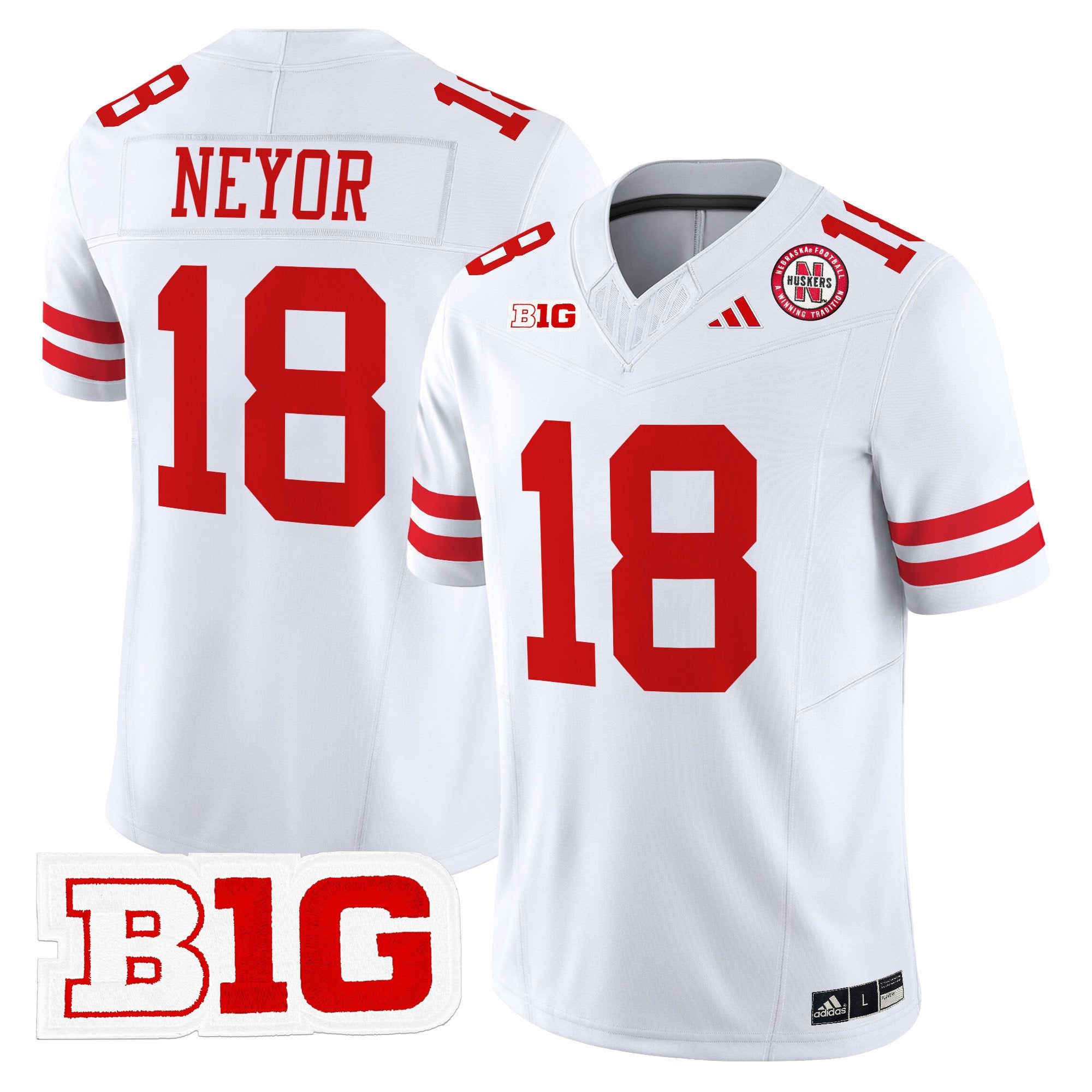 Isaiah Neyor Jersey #18 Nebraska Cornhuskers 2025 Stitched White