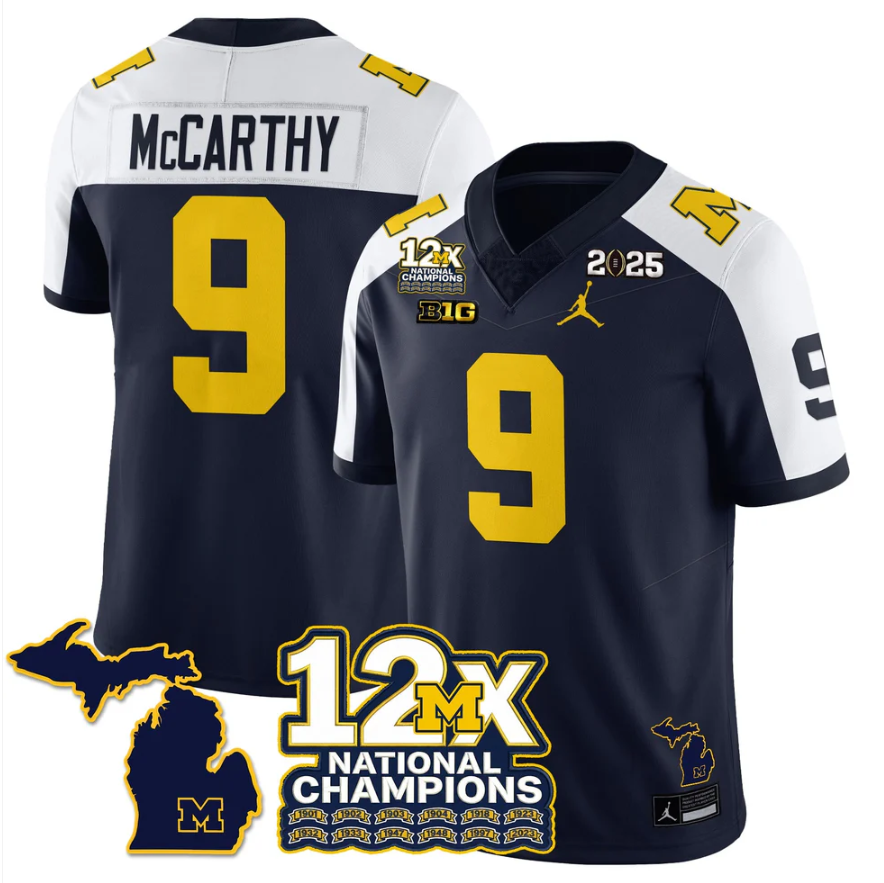 J.J. McCarthy Jersey #9 Michigan Wolverines 12x-Time National Champions