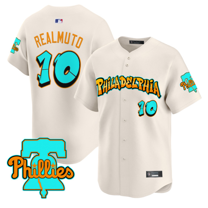 J.T.Realmuto Jersey #10 Philadelphia Phillies Graffiti Broad Street Cream