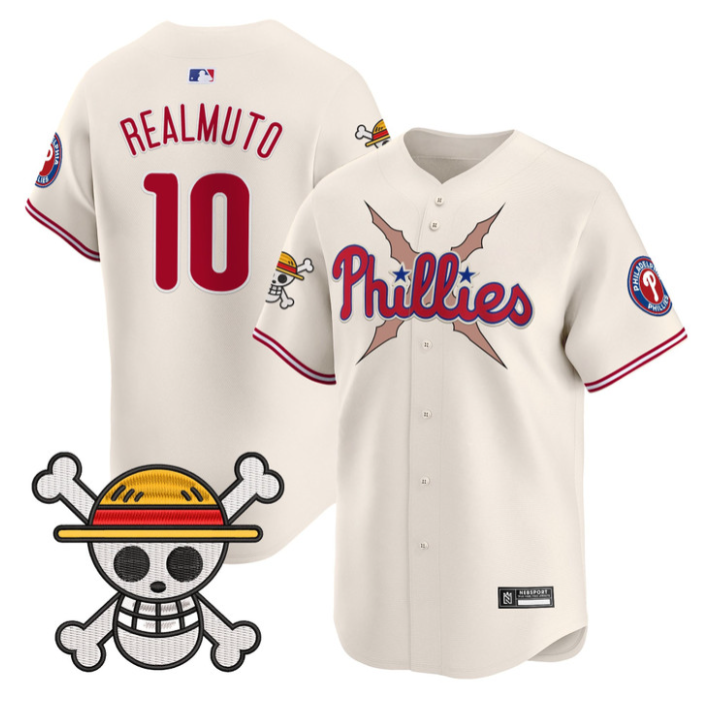 J.T.Realmuto Jersey #10 Philadelphia Phillies One Piece 2025 Stitched Cream