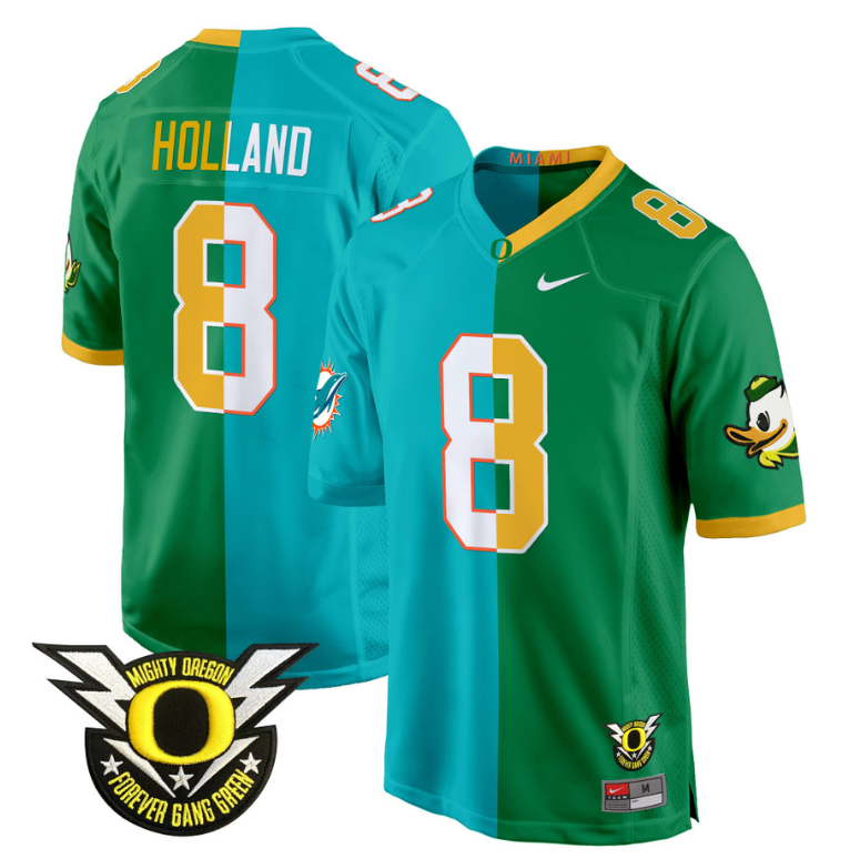Jevon Holland Jersey #8 Oregon Ducks Split Game College Football All Stitched