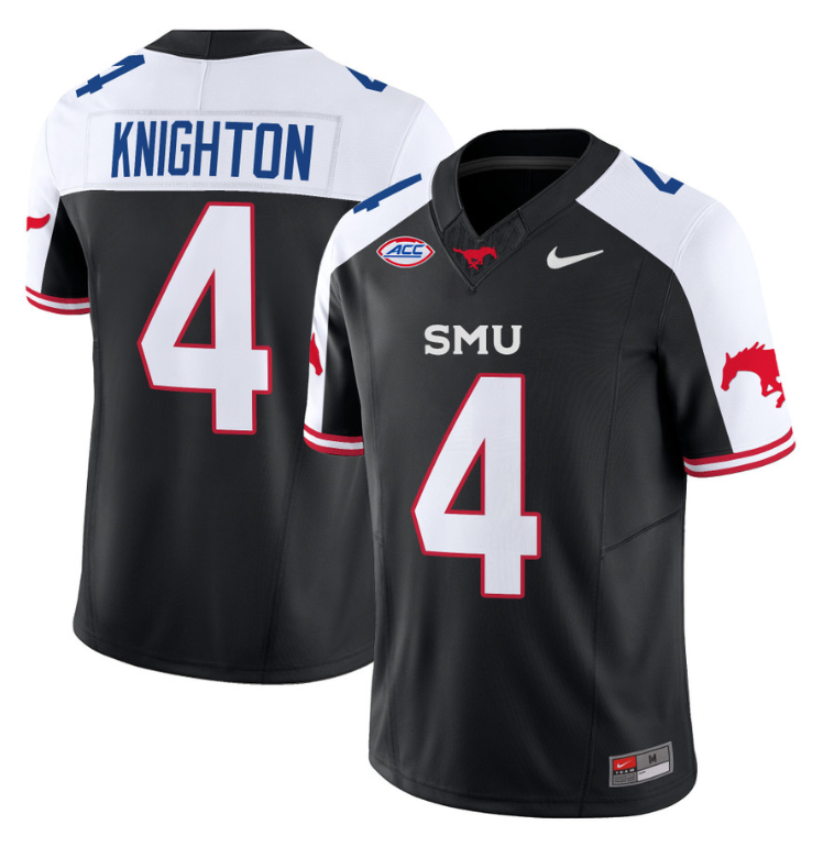 Jaylan Knighton Jersey #4 SMU Mustangs Icy College Football Vapor Limited Black Alternate