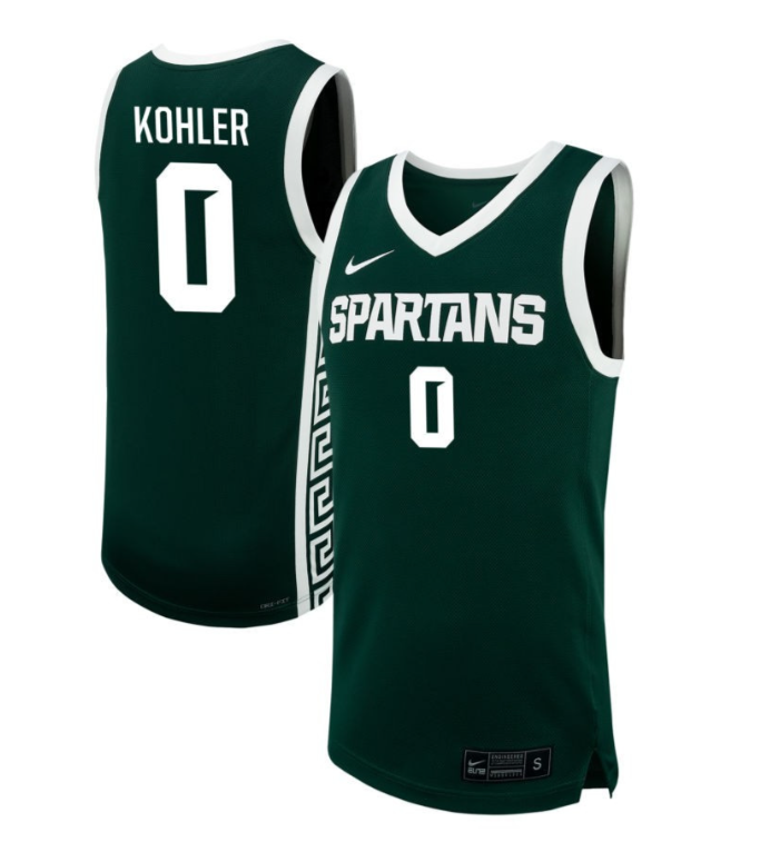 Jaxon Kohler Jersey #0 Michigan State Spartans NIL Basketball Green