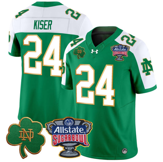 Jack Kiser Jersey #24 Notre Dame 2024 Sugar Bowl Patch V2 Stitched Green Alternatae
