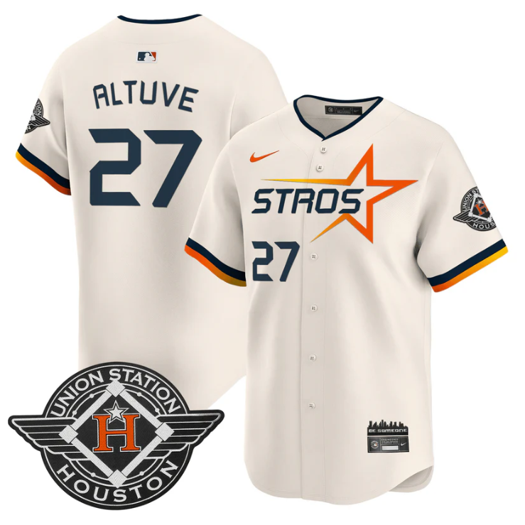 José Altuve Jersey #27 Houston Astros 2025 City Connect Vapor Premier Limited Stitched Cream
