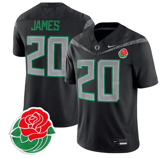 Jordan James Jersey #20 Oregon Ducks Rose Bowl Patch Vapor Football Black