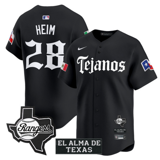 Jonah Heim Jersey #28 Texas Rangers Mexico Tejano Barrio Style Vapor Limited Stitched Black