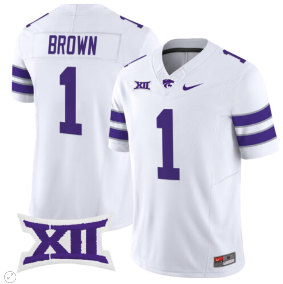 Jayce Brown Jersey #1 Kansas State Wildcats Vapor Limited Football White